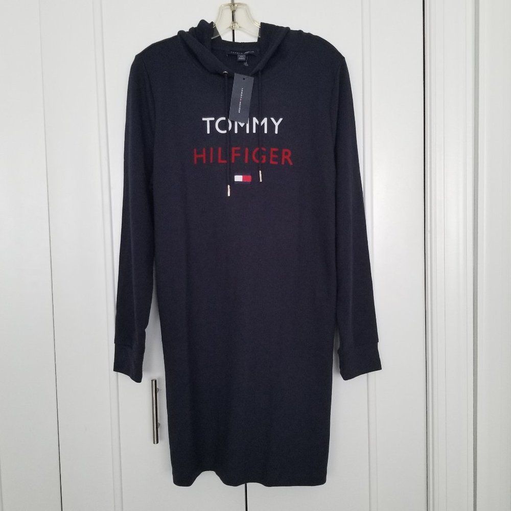 TOMMY HILFIGER SPORTS HOODED DRESS LONG SLEEVE NWT